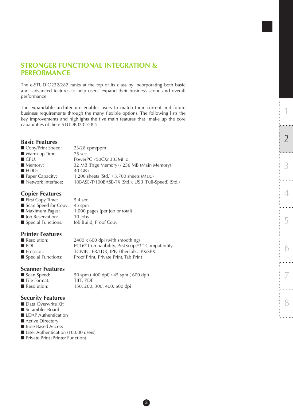 Stronger functional integration & performance | Toshiba 282 User Manual | Page 5 / 48