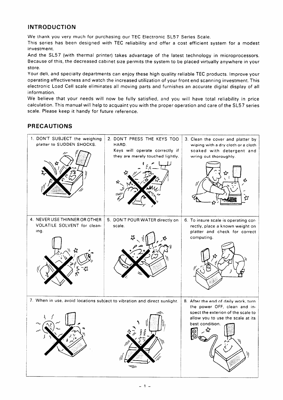 Introduction, Precautions | Toshiba TEC SL57 SERIES User Manual | Page 4 / 30
