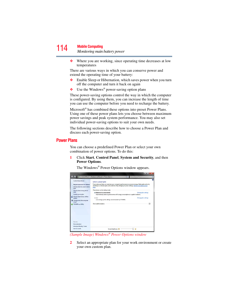 Power plans, There are, Power plans” on | Toshiba SATELLITE E300 User Manual | Page 114 / 213