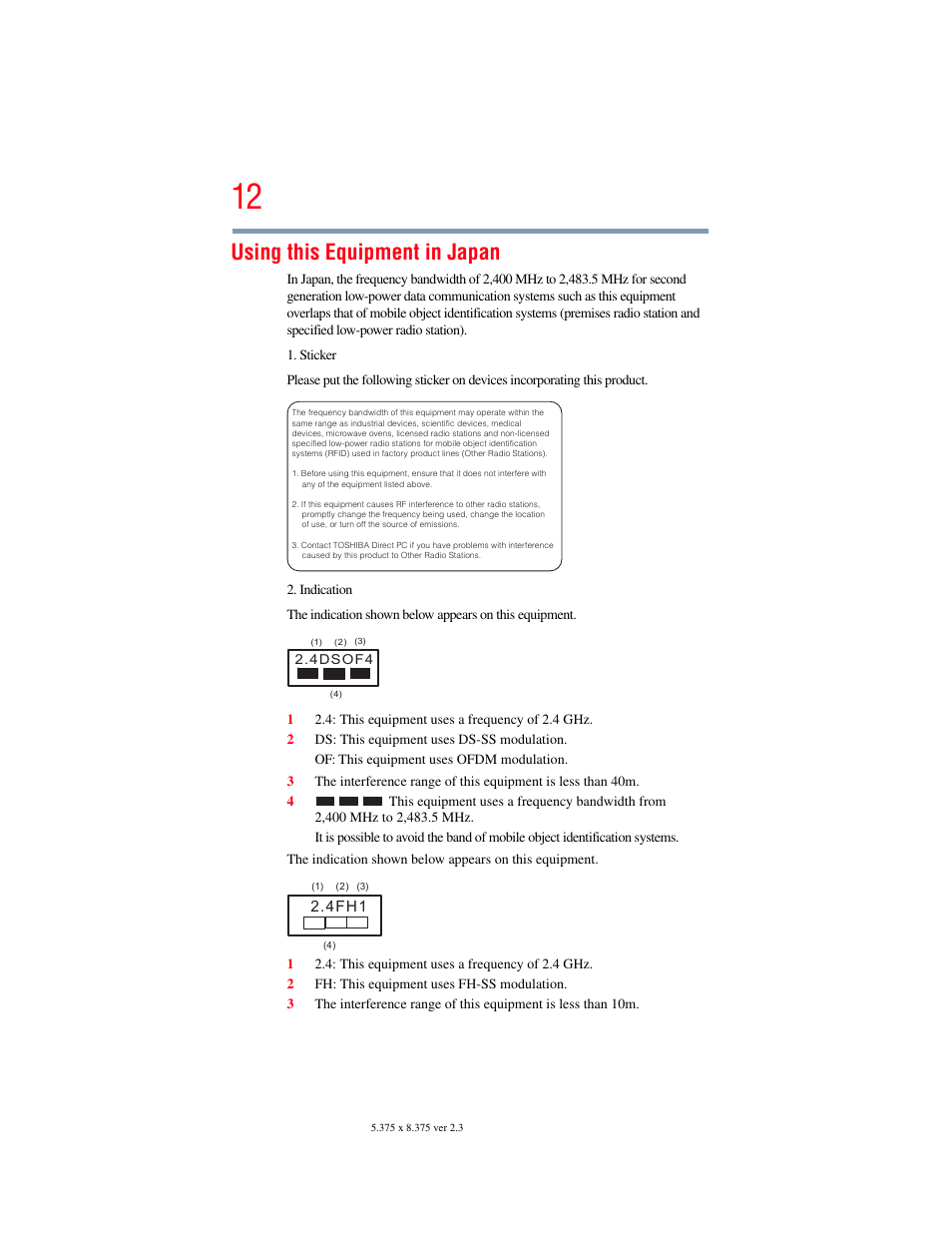 Using this equipment in japan | Toshiba SATELLITE E300 User Manual | Page 12 / 213