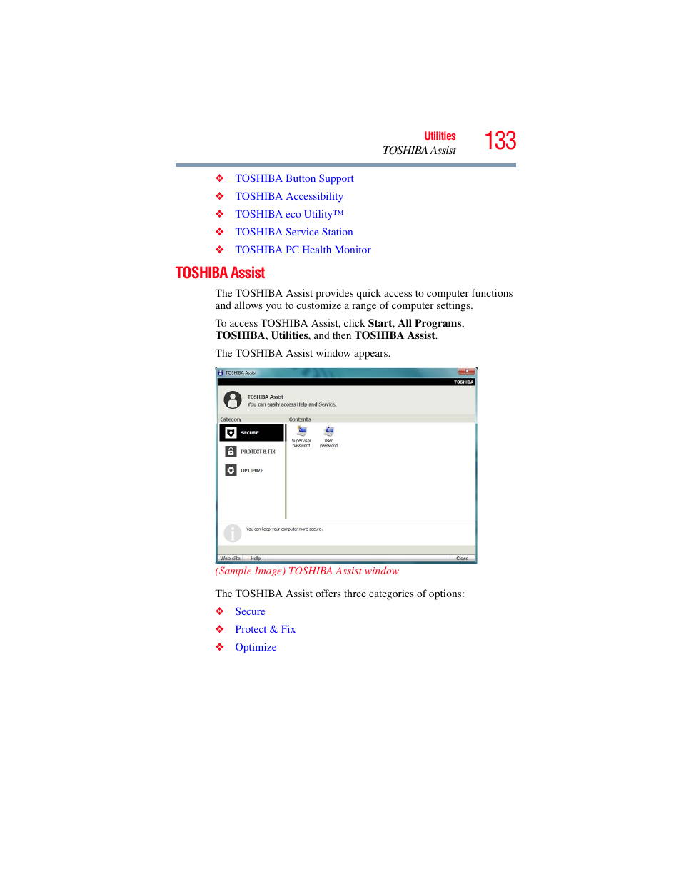 Toshiba assist | Toshiba SATELLITE E300 User Manual | Page 133 / 213