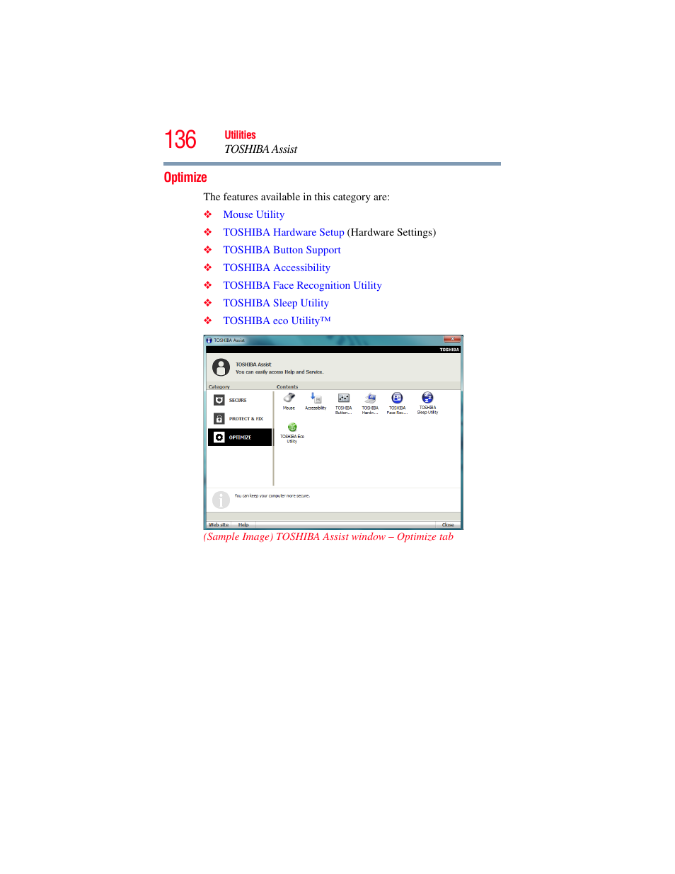 Optimize | Toshiba SATELLITE E300 User Manual | Page 136 / 213