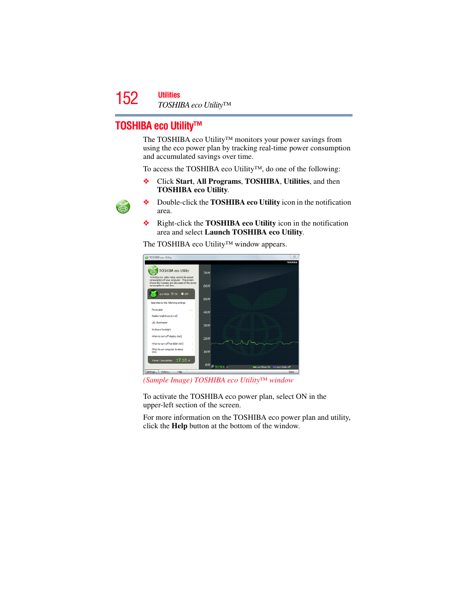 Toshiba eco utility | Toshiba SATELLITE E300 User Manual | Page 152 / 213