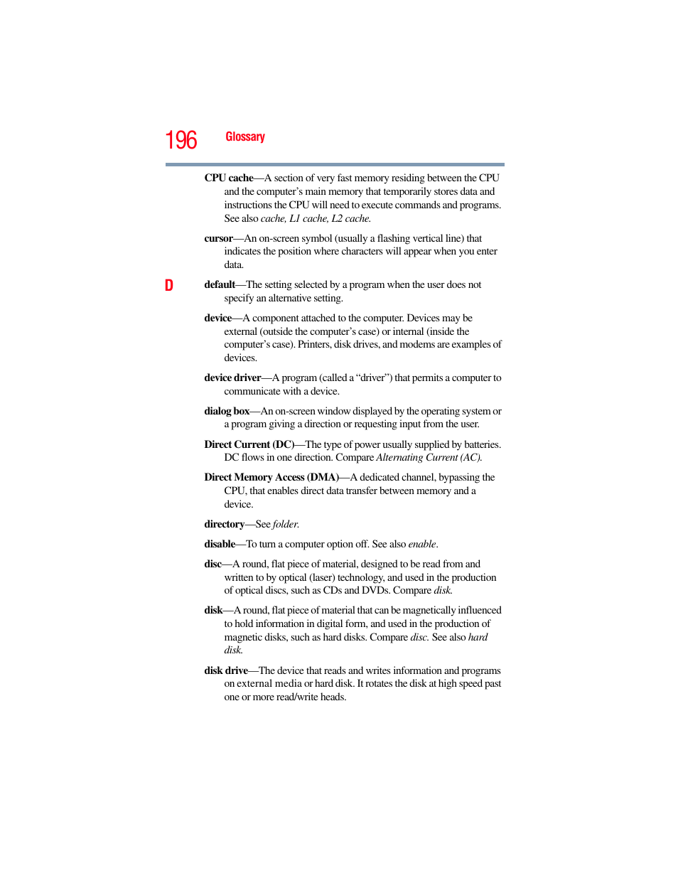 Toshiba SATELLITE E300 User Manual | Page 196 / 213