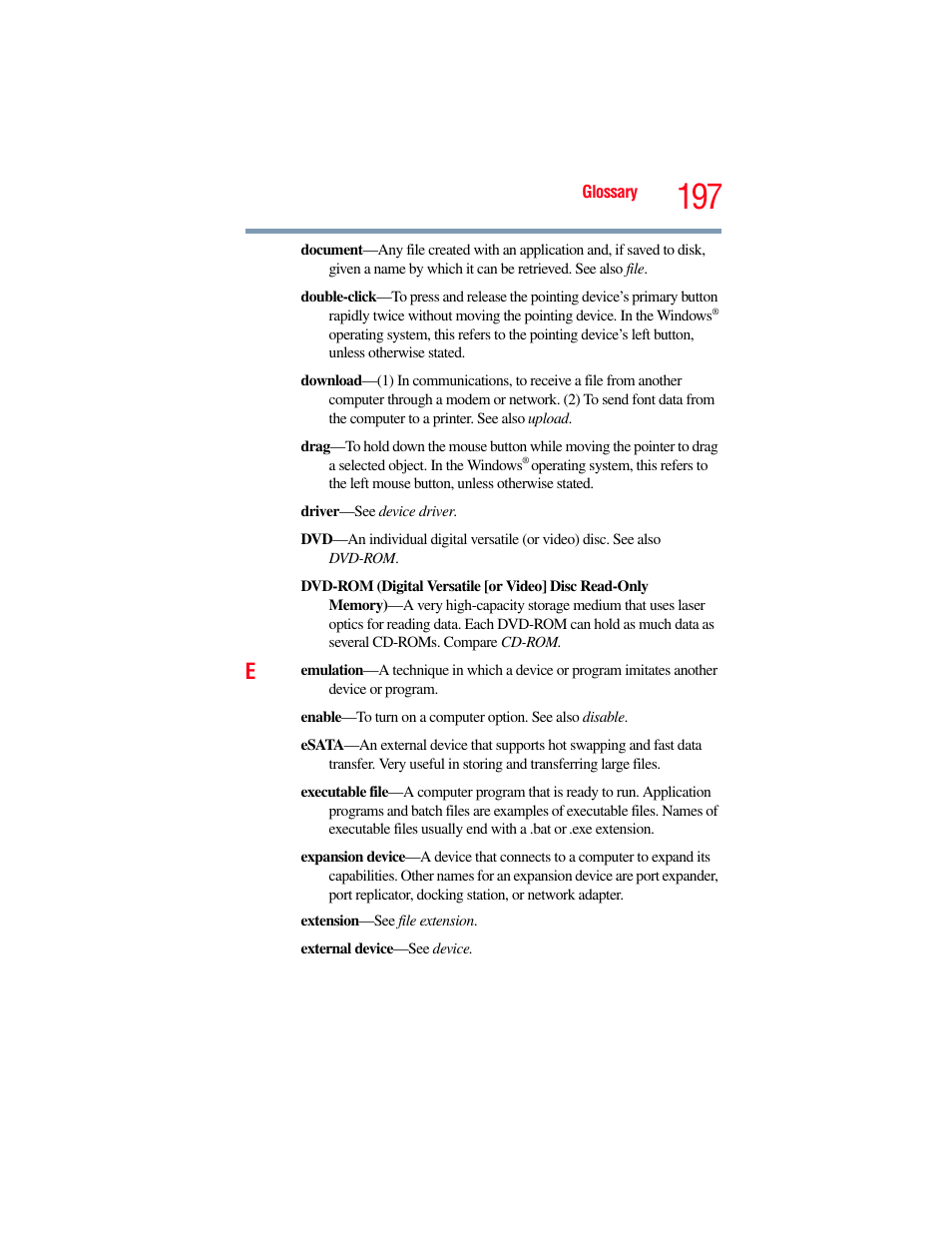 Toshiba SATELLITE E300 User Manual | Page 197 / 213