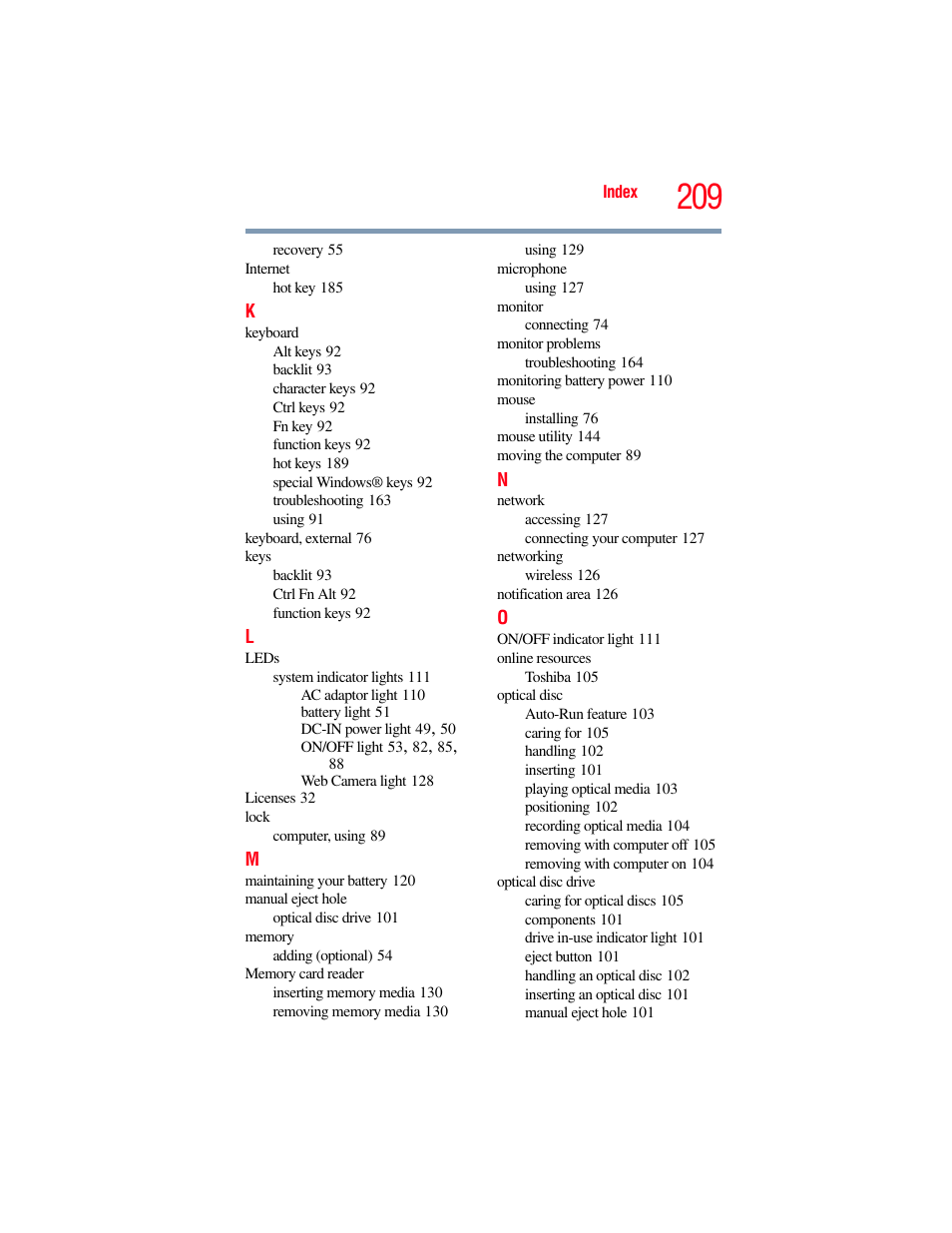 Toshiba SATELLITE E300 User Manual | Page 209 / 213
