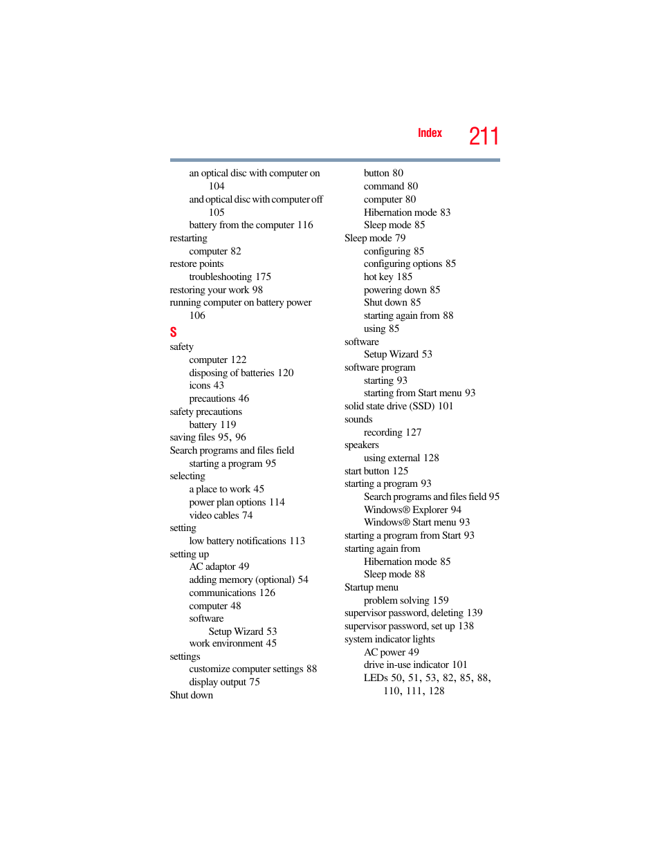 Toshiba SATELLITE E300 User Manual | Page 211 / 213