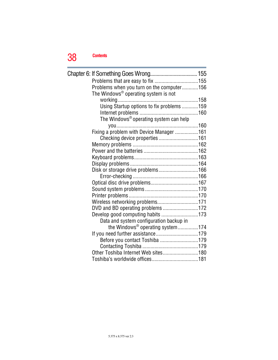 Chapter 6: if something goes wrong | Toshiba SATELLITE E300 User Manual | Page 38 / 213