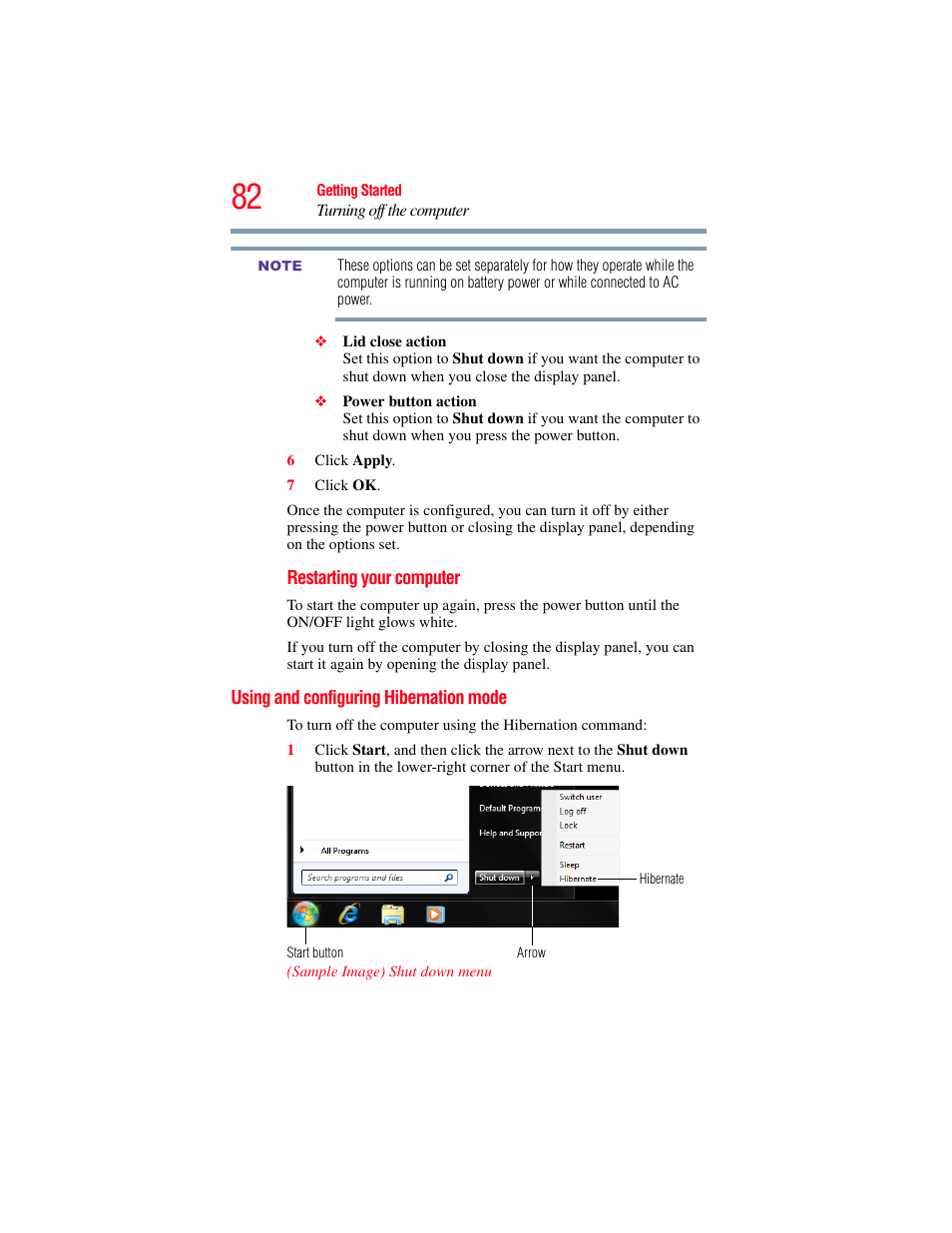 Using and configuring hibernation mode | Toshiba SATELLITE E300 User Manual | Page 82 / 213