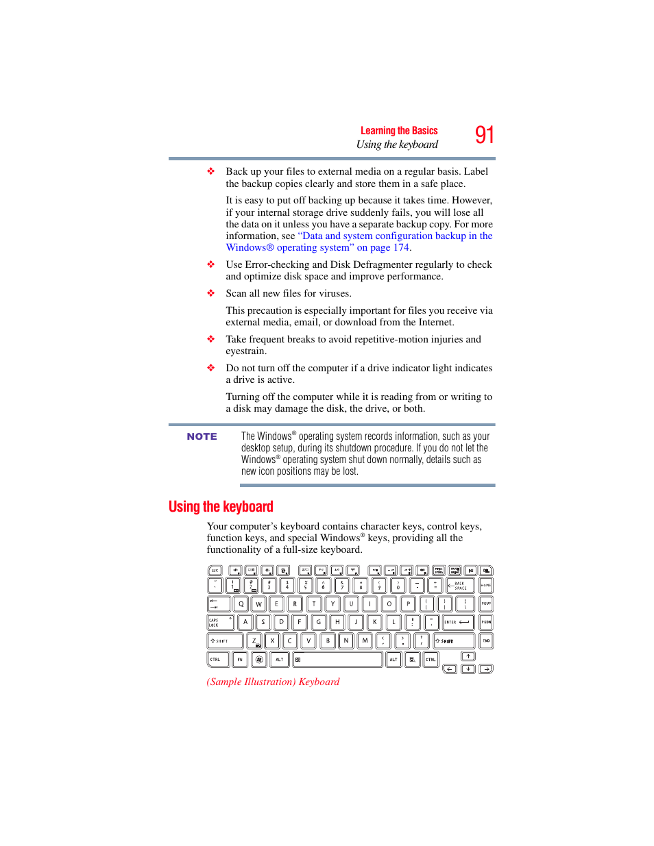 Using the keyboard | Toshiba SATELLITE E300 User Manual | Page 91 / 213