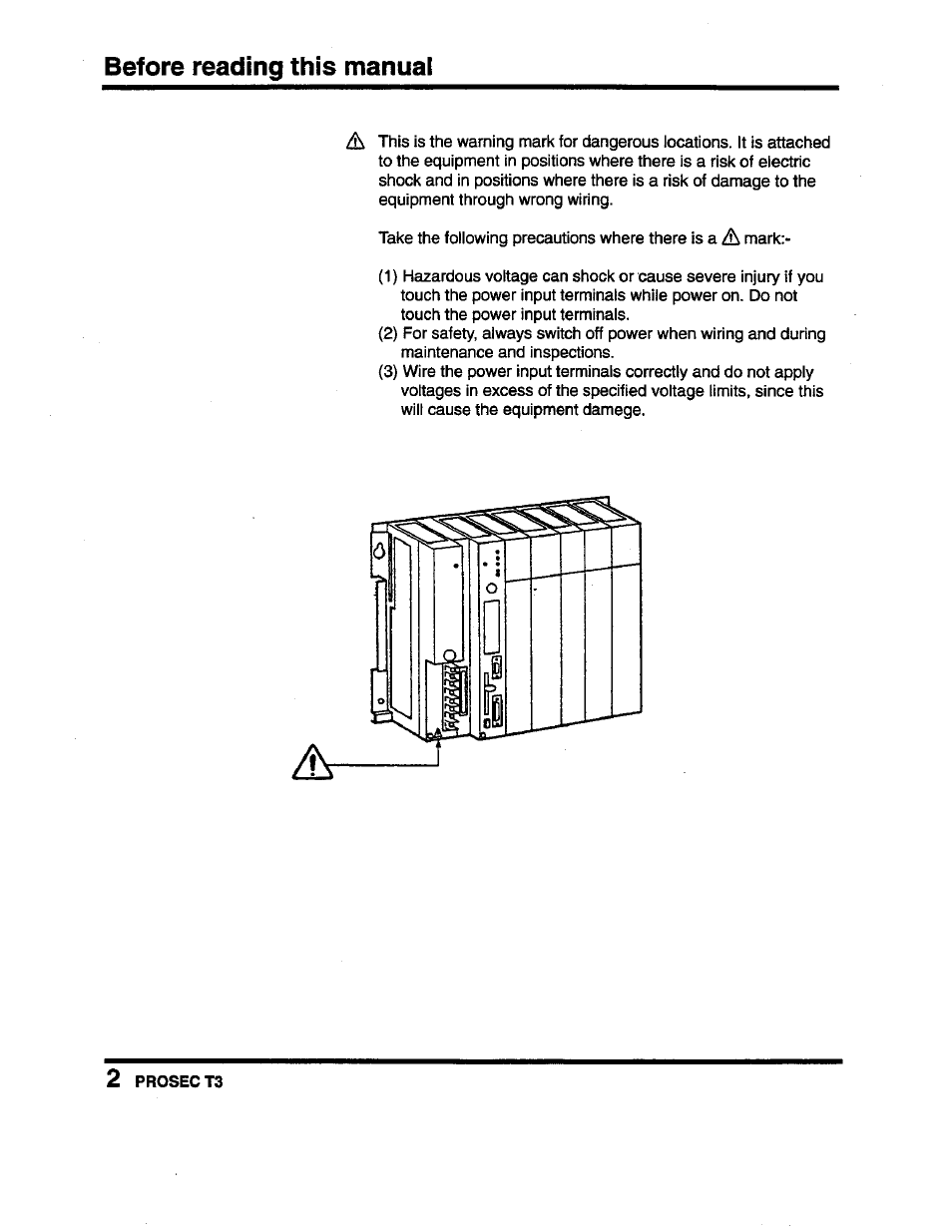 Before reading this manual | Toshiba Programmable Controller PROSEC T3 User Manual | Page 10 / 100