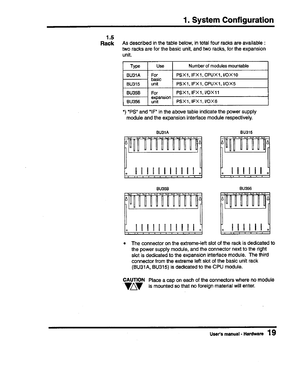 System configuration, 5 rack | Toshiba Programmable Controller PROSEC T3 User Manual | Page 27 / 100