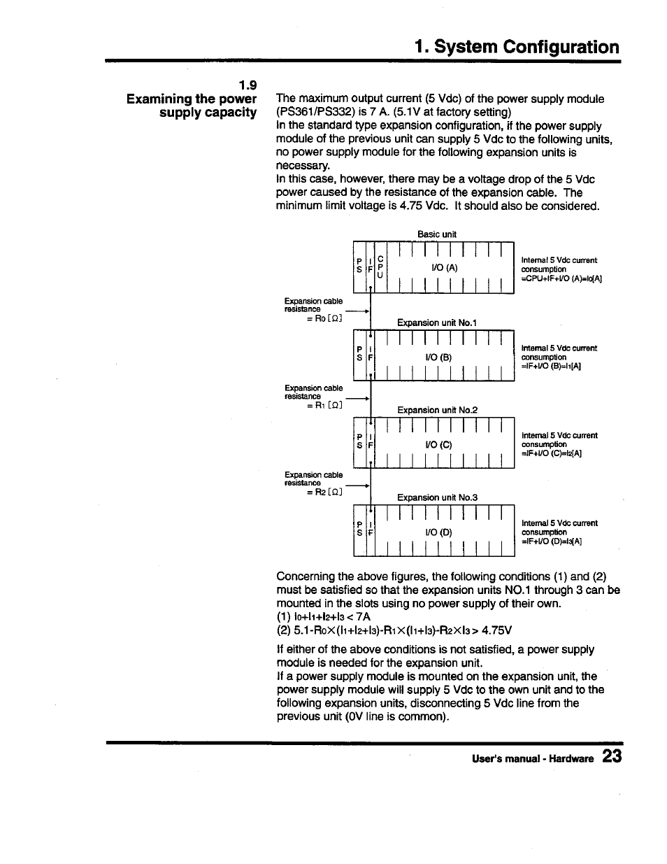 System configuration, 9 examining the power supply capacity | Toshiba Programmable Controller PROSEC T3 User Manual | Page 31 / 100