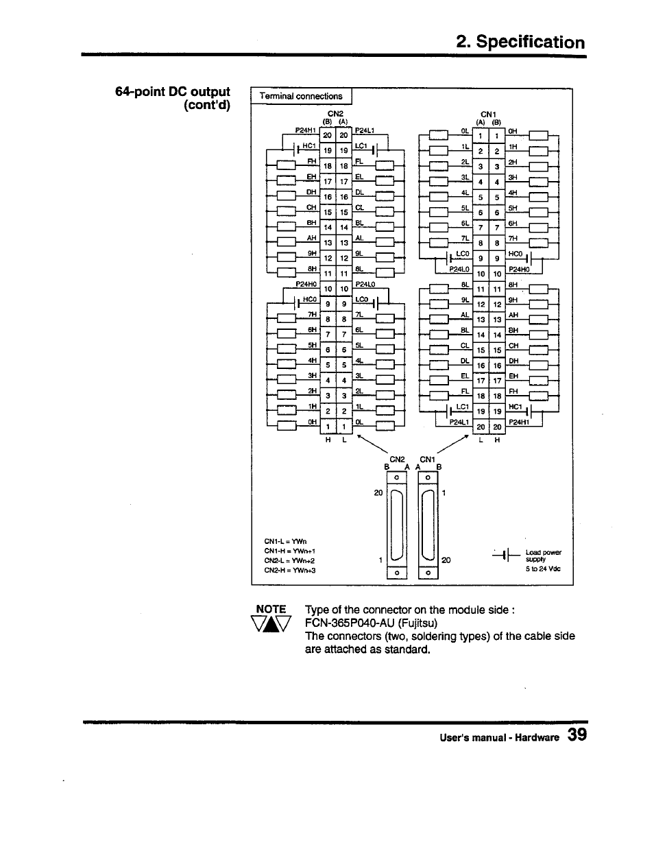 Point dc output (cont'd), Specification | Toshiba Programmable Controller PROSEC T3 User Manual | Page 47 / 100
