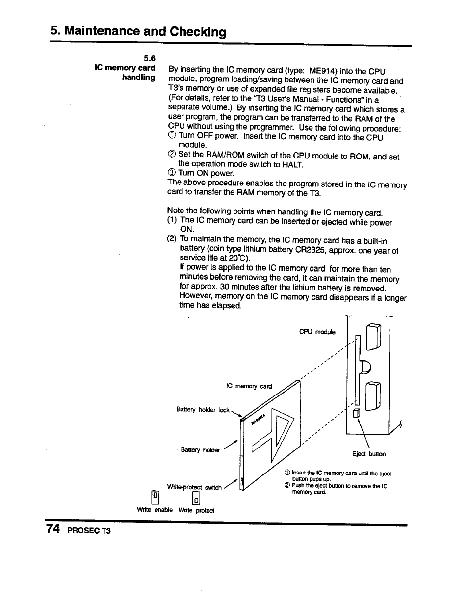 Maintenance and checking | Toshiba Programmable Controller PROSEC T3 User Manual | Page 82 / 100