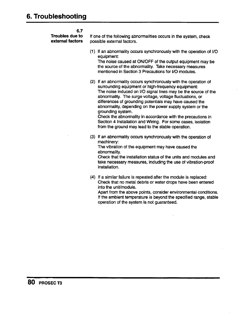 Troubleshooting | Toshiba Programmable Controller PROSEC T3 User Manual | Page 88 / 100