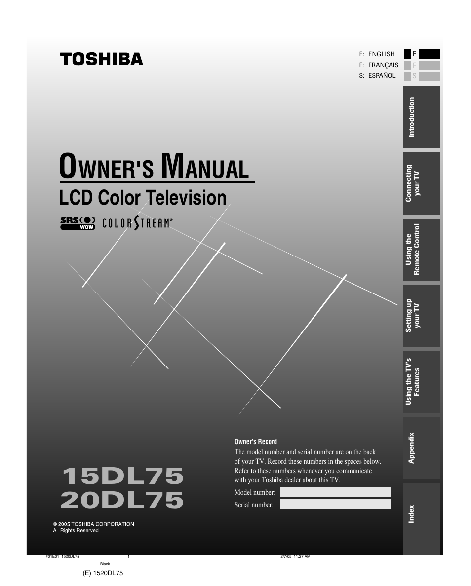 Toshiba 20DL75 User Manual | 36 pages