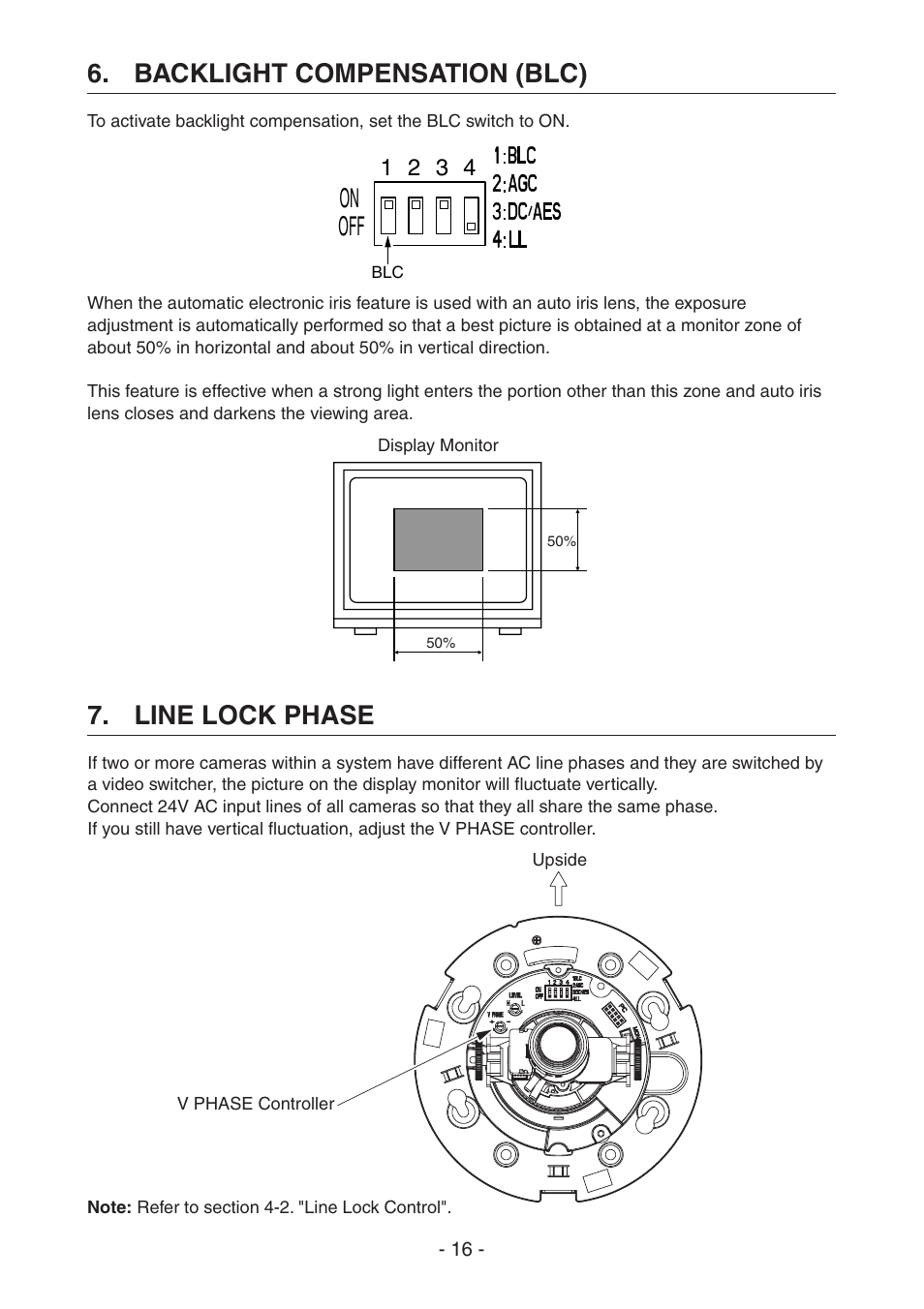 Line lock phase, Backlight compensation (blc), On off | Toshiba IK-DF02A User Manual | Page 17 / 24