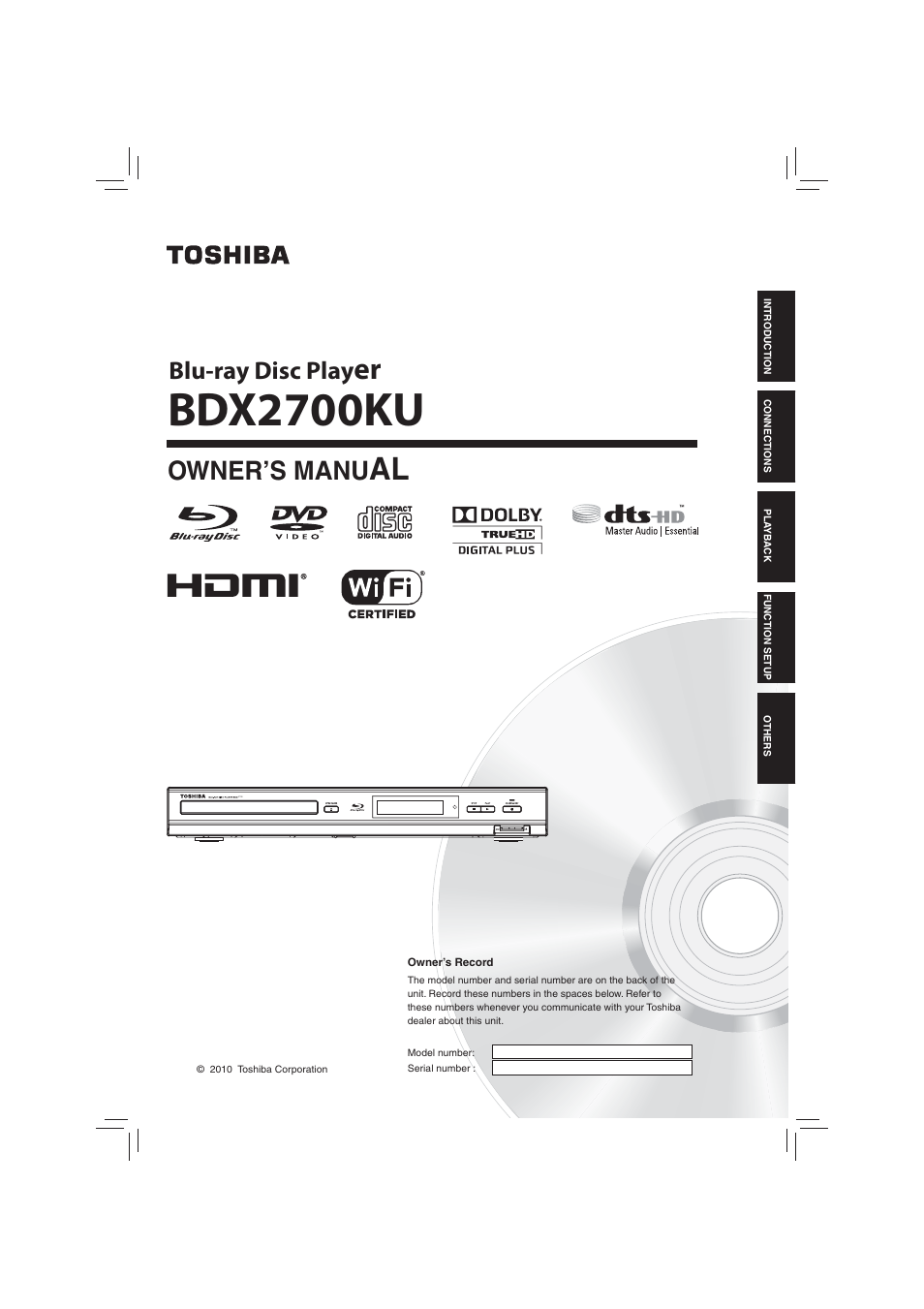 Toshiba BDX2700KU User Manual | 62 pages
