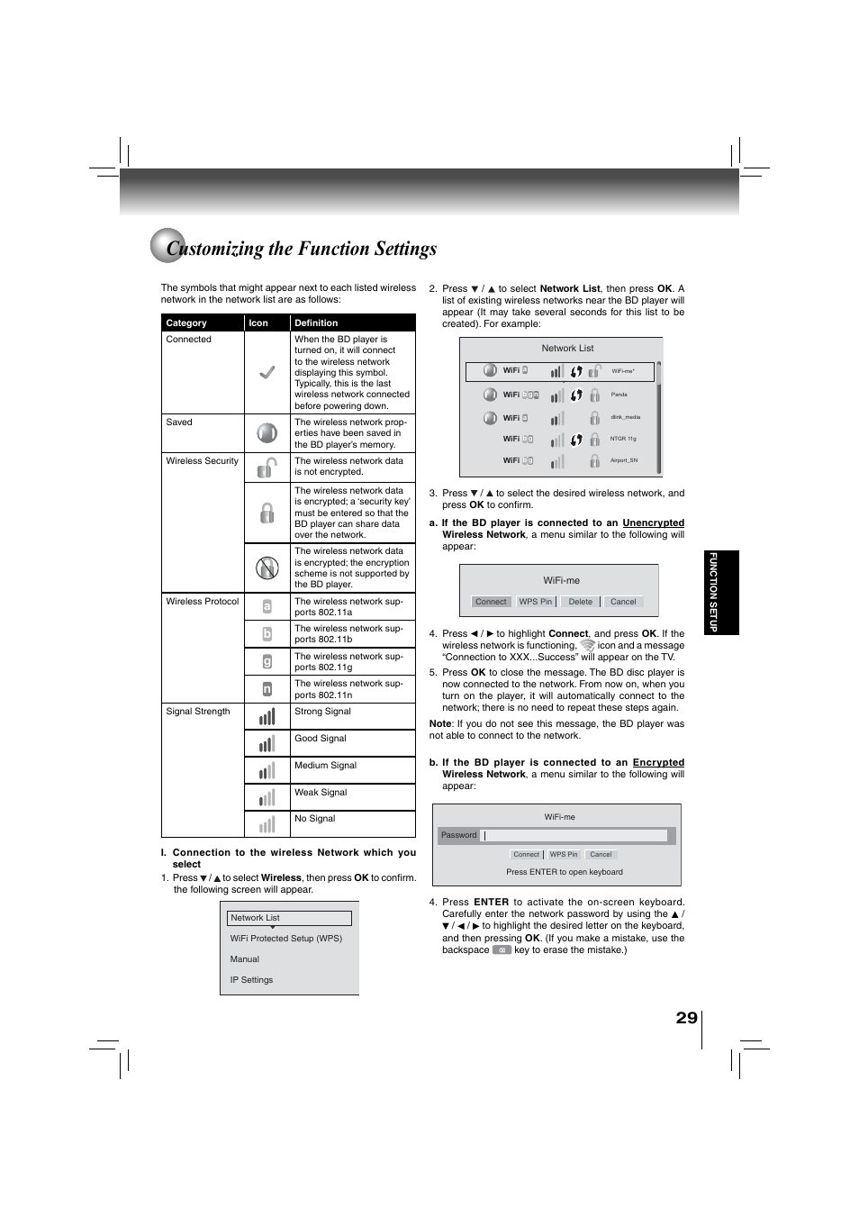Customizing the function settings | Toshiba BDX2700KU User Manual | Page 29 / 62