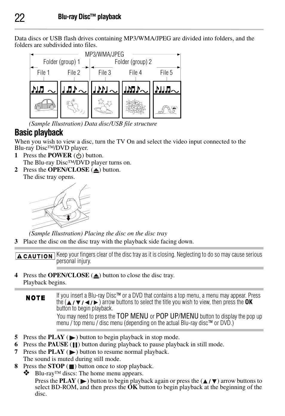 Basic playback | Toshiba BDK2300KU User Manual | Page 22 / 56