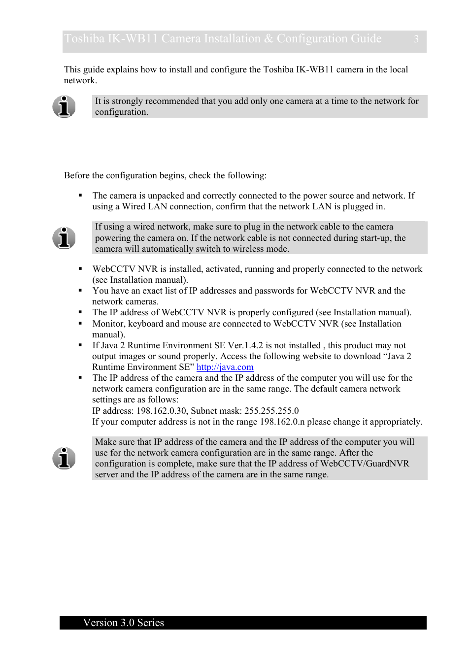 1 prerequisites, Prerequisites | Toshiba IK-WB11 User Manual | Page 3 / 8