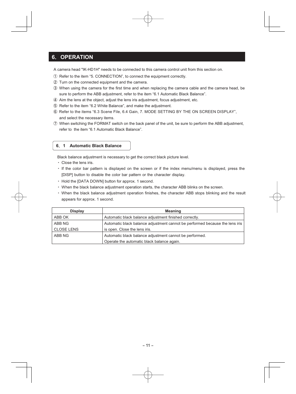 6operation | Toshiba IK-HD1D User Manual | Page 11 / 35