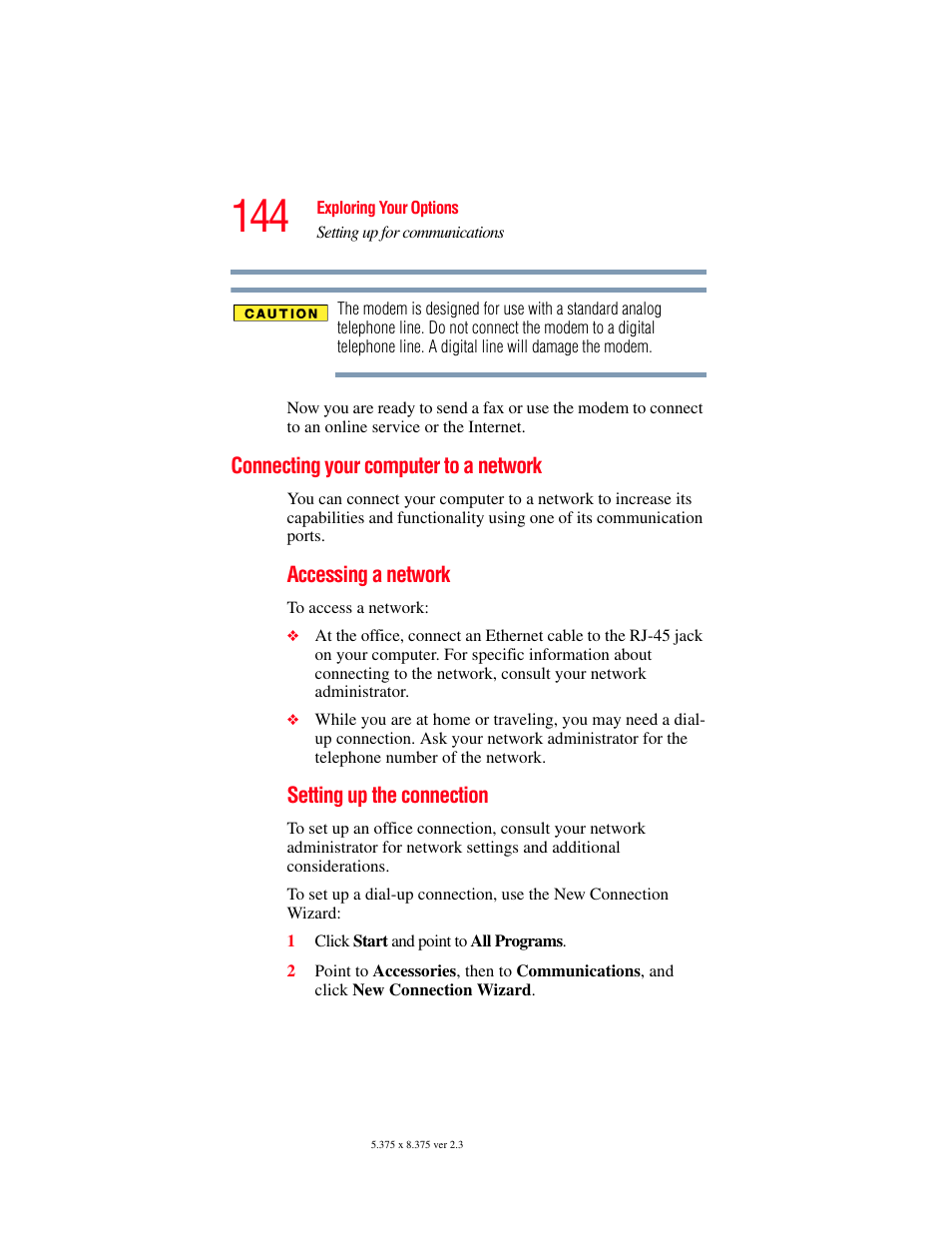 Connecting your computer to a network | Toshiba F15 User Manual | Page 144 / 328