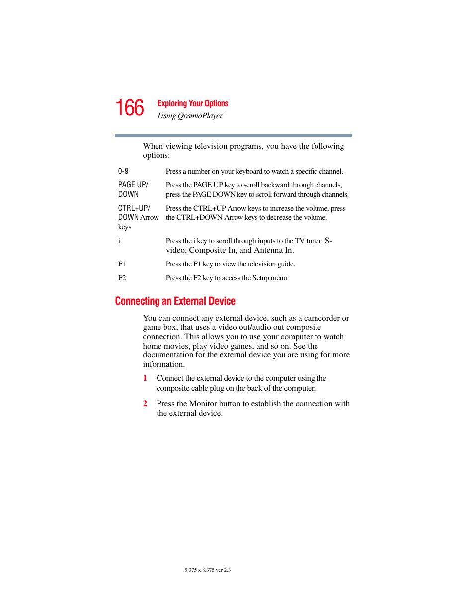 Connecting an external device | Toshiba F15 User Manual | Page 166 / 328