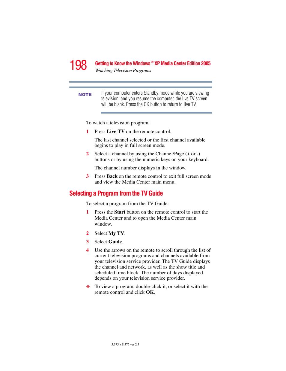 Selecting a program from the tv guide | Toshiba F15 User Manual | Page 198 / 328