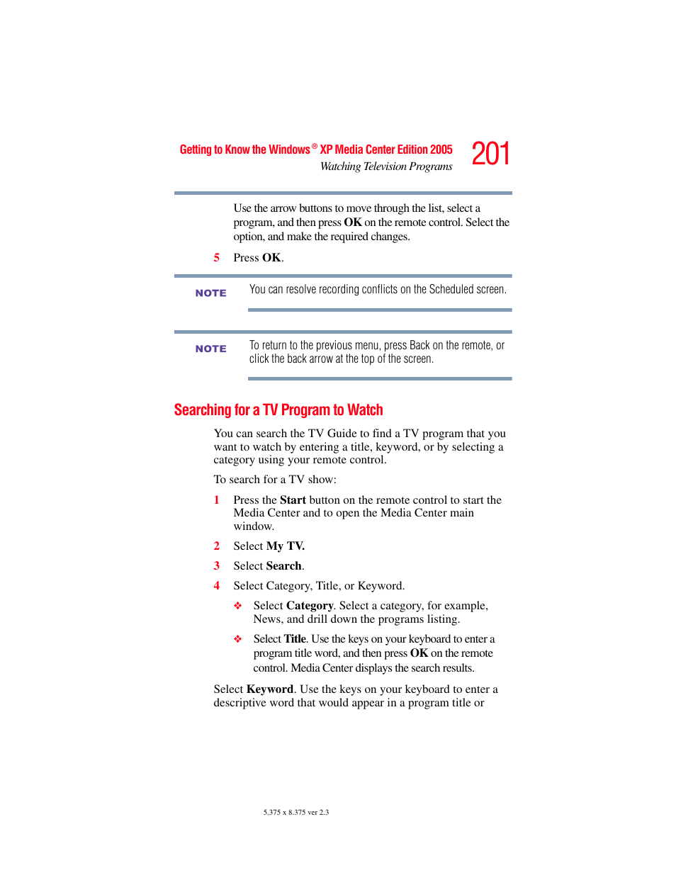 Searching for a tv program to watch | Toshiba F15 User Manual | Page 201 / 328