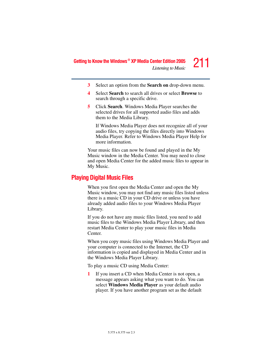 Playing digital music files | Toshiba F15 User Manual | Page 211 / 328