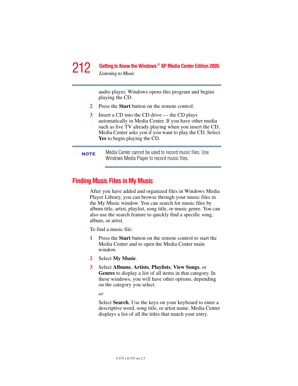 Finding music files in my music | Toshiba F15 User Manual | Page 212 / 328