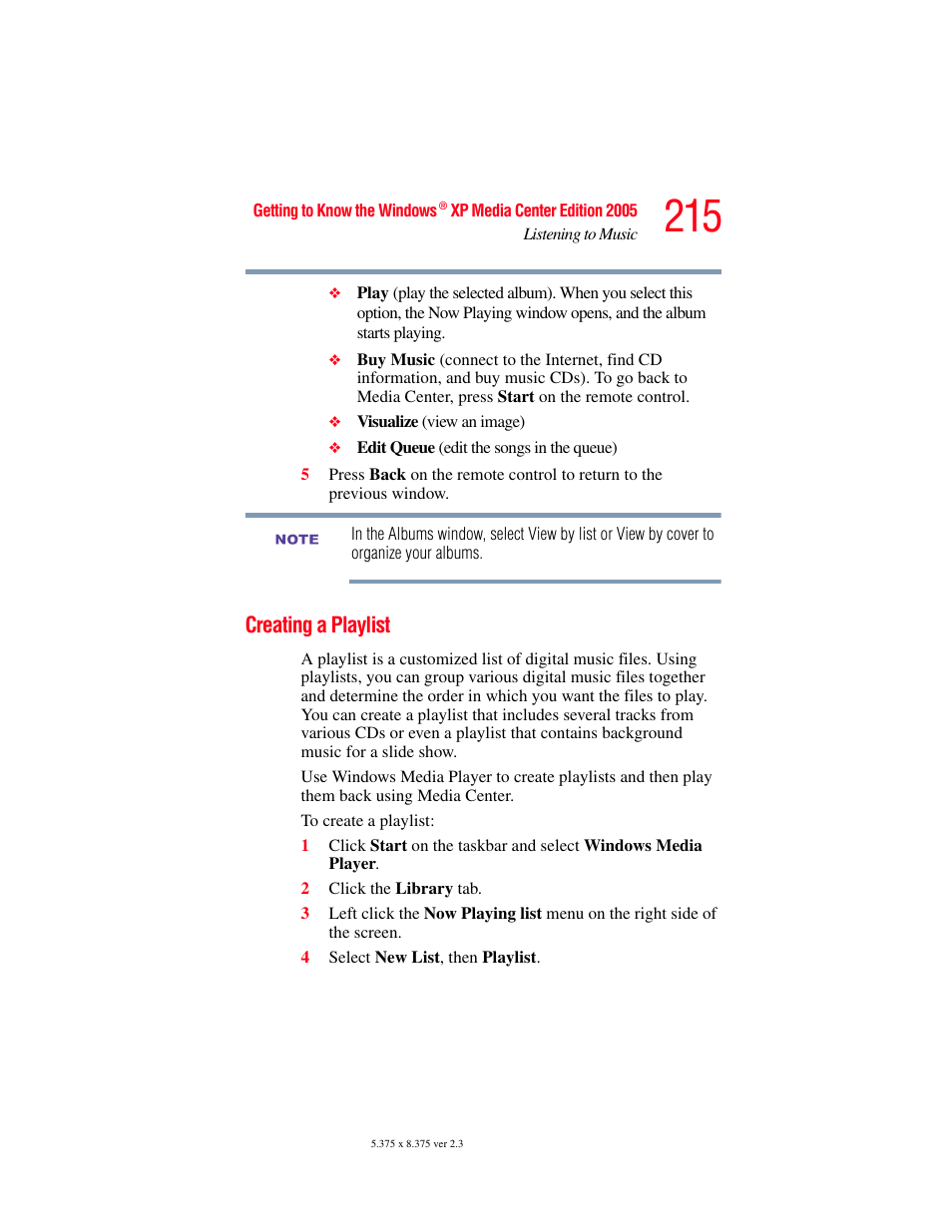 Creating a playlist | Toshiba F15 User Manual | Page 215 / 328