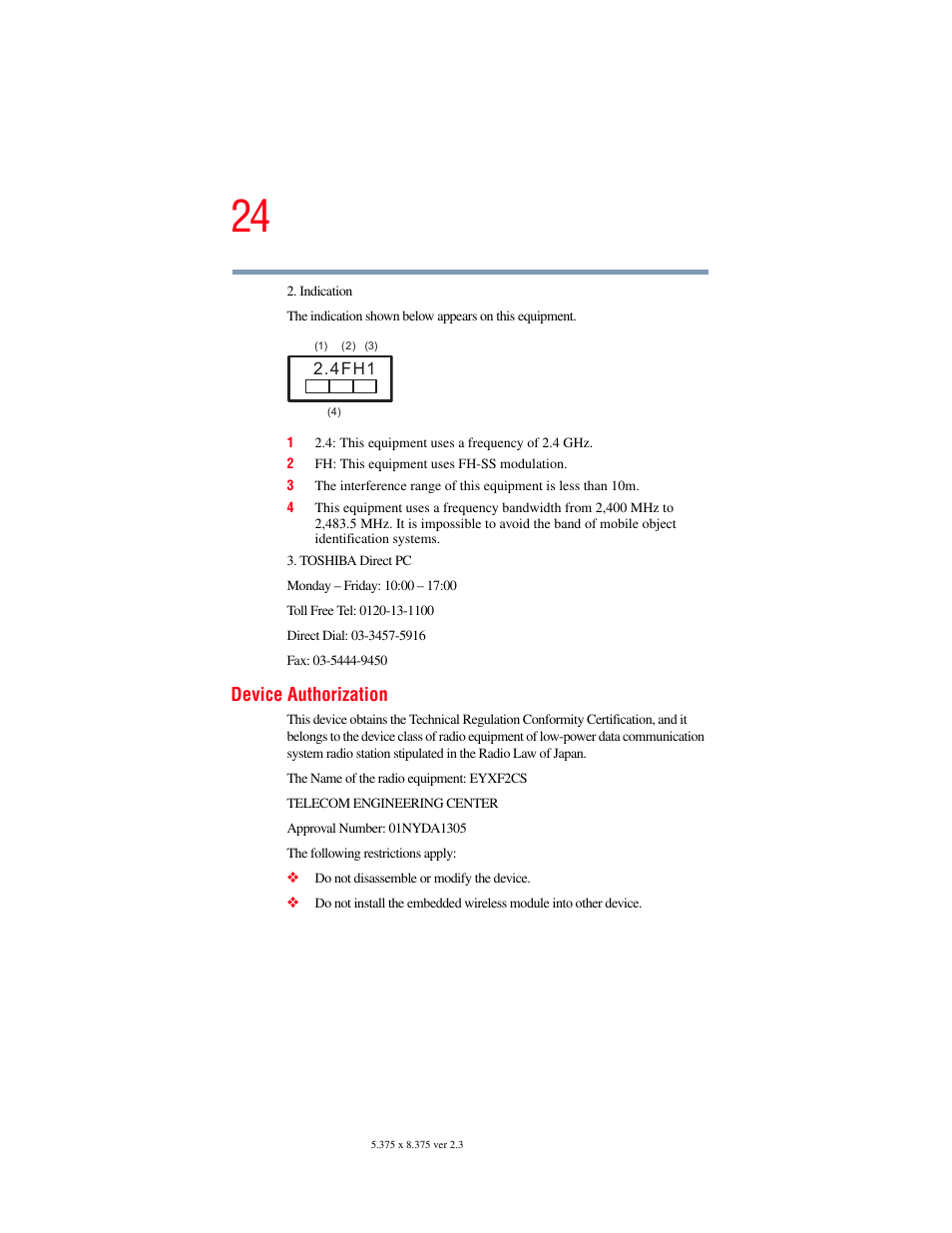 Device authorization | Toshiba F15 User Manual | Page 24 / 328