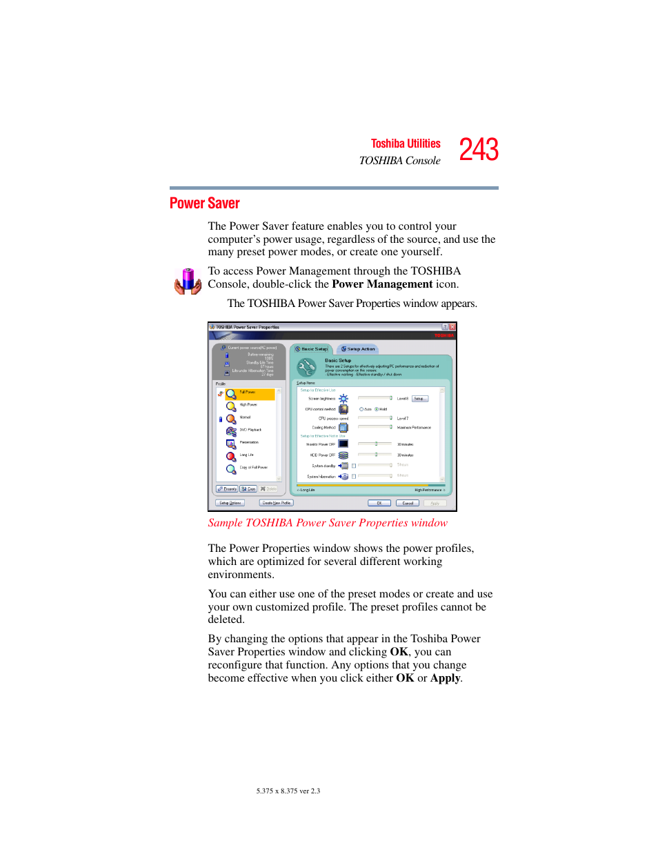 Power saver | Toshiba F15 User Manual | Page 243 / 328