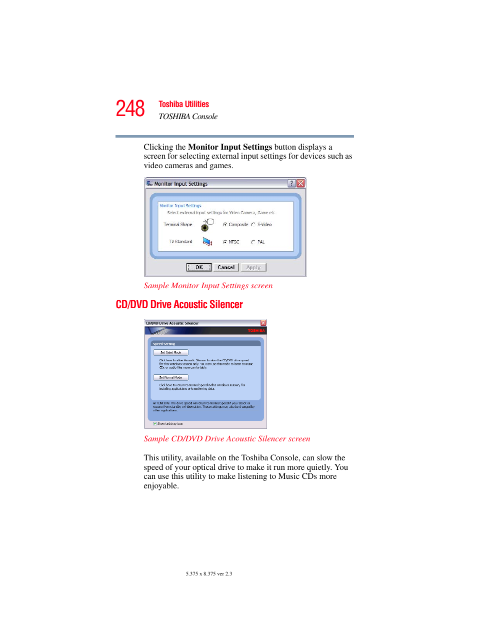 Cd/dvd drive acoustic silencer | Toshiba F15 User Manual | Page 248 / 328