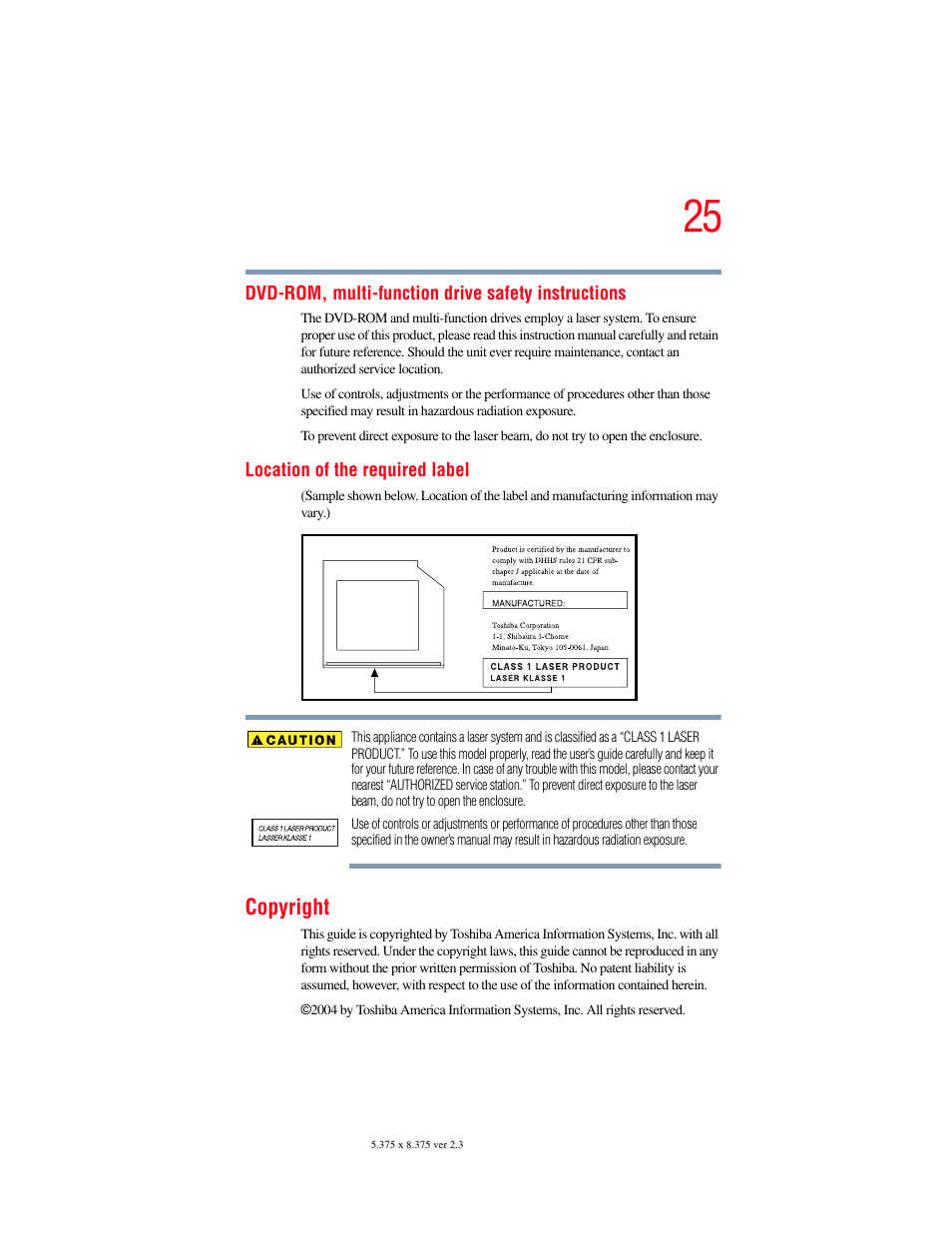 Copyright | Toshiba F15 User Manual | Page 25 / 328