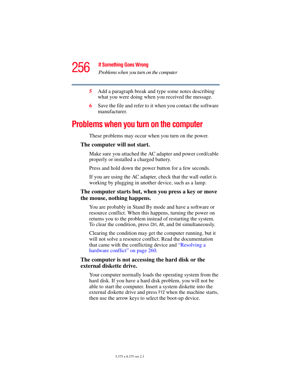 Problems when you turn on the computer | Toshiba F15 User Manual | Page 256 / 328