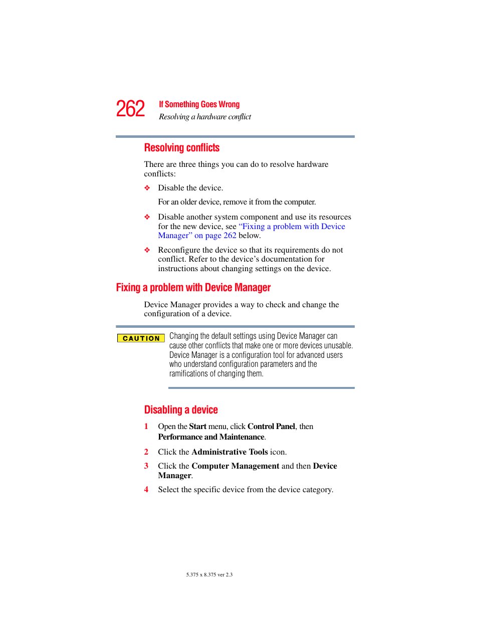 Fixing a problem with device manager | Toshiba F15 User Manual | Page 262 / 328