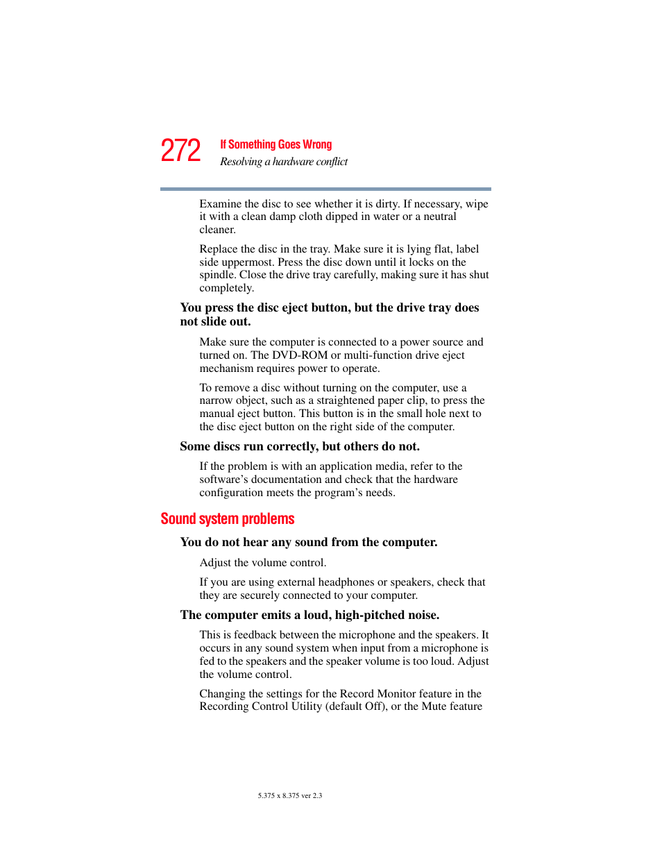 Sound system problems | Toshiba F15 User Manual | Page 272 / 328