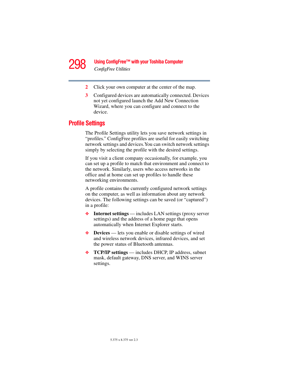 Profile settings | Toshiba F15 User Manual | Page 298 / 328