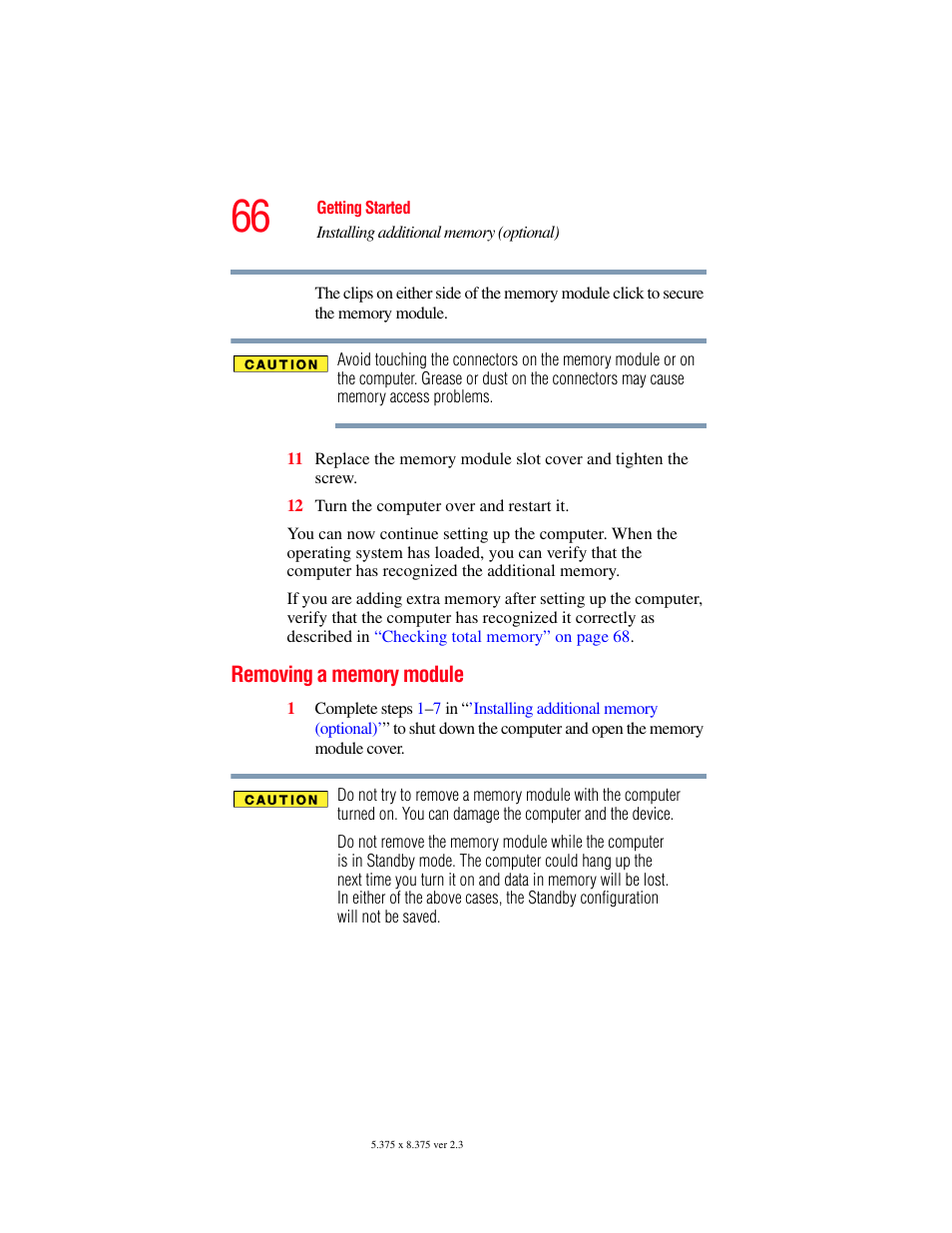 Removing a memory module | Toshiba F15 User Manual | Page 66 / 328