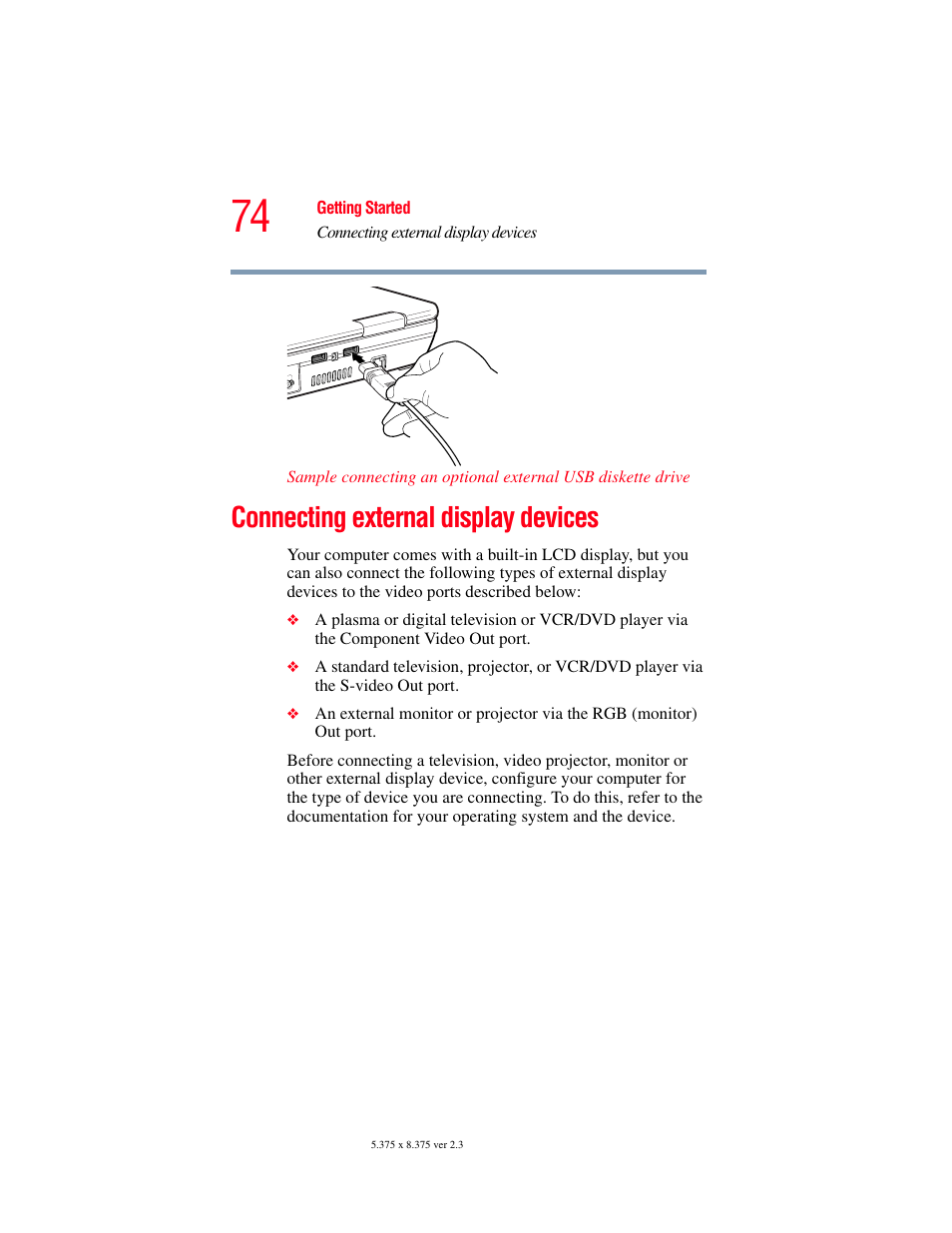 Connecting external display devices | Toshiba F15 User Manual | Page 74 / 328