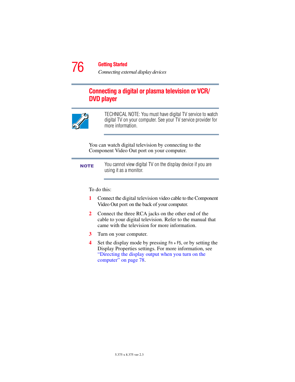 Connecting a | Toshiba F15 User Manual | Page 76 / 328