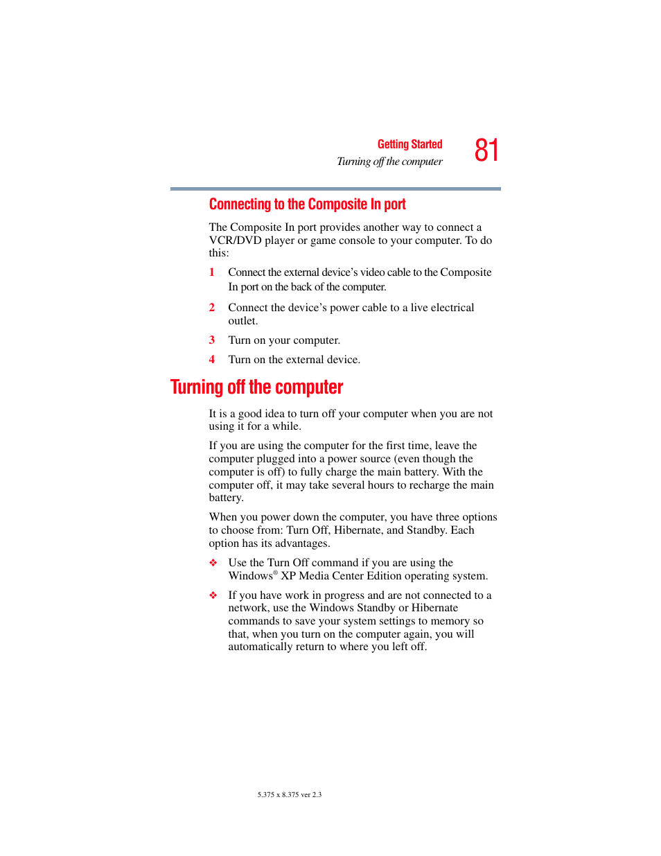 Turning off the computer | Toshiba F15 User Manual | Page 81 / 328