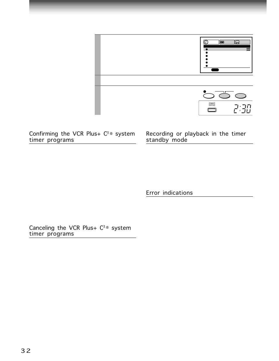 Vcr plus+ c, System recording (continued), Enter | Timer | Toshiba W-704C User Manual | Page 32 / 48