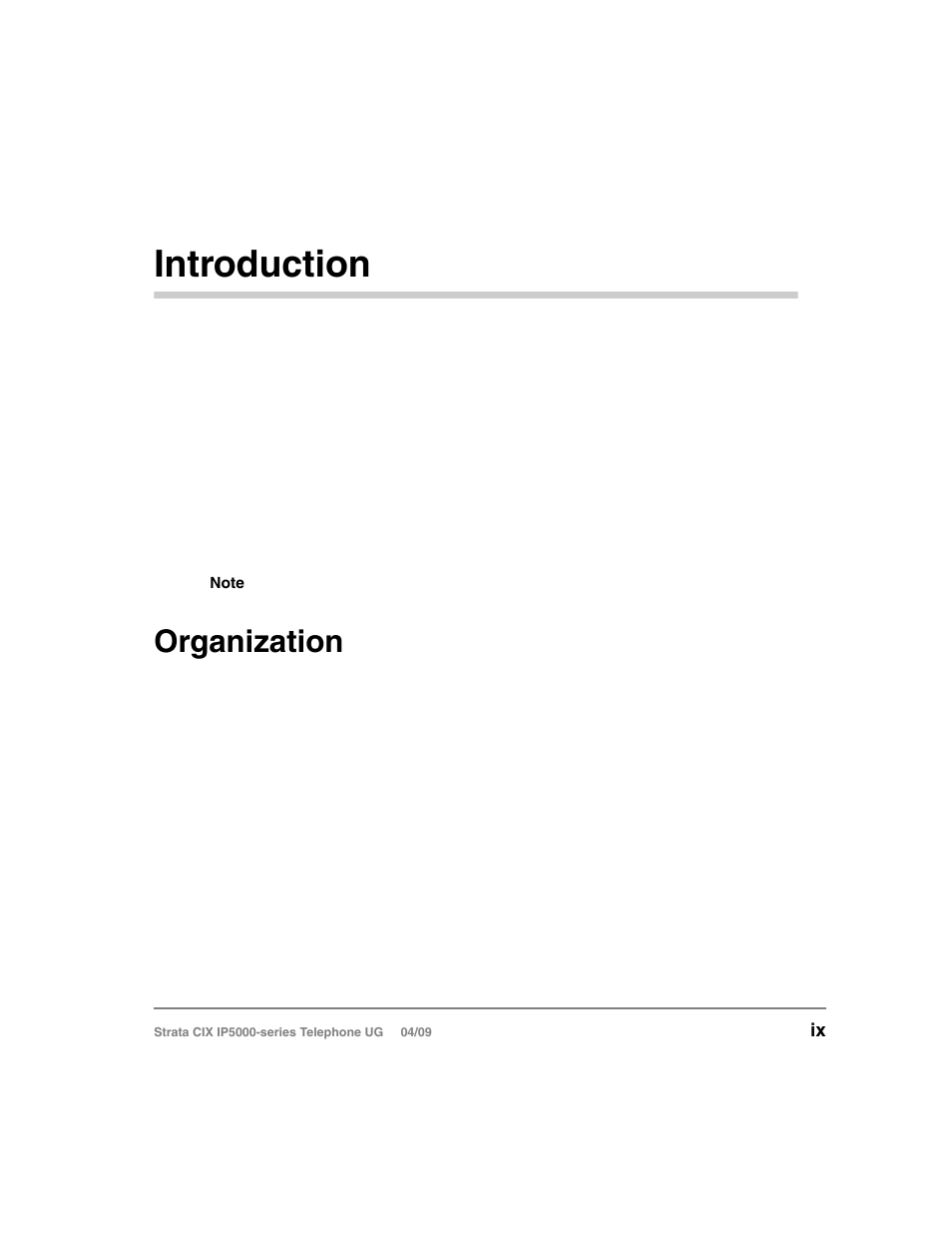 Introduction, Organization | Toshiba Strata CIX IP5000-UG-VB User Manual | Page 15 / 216