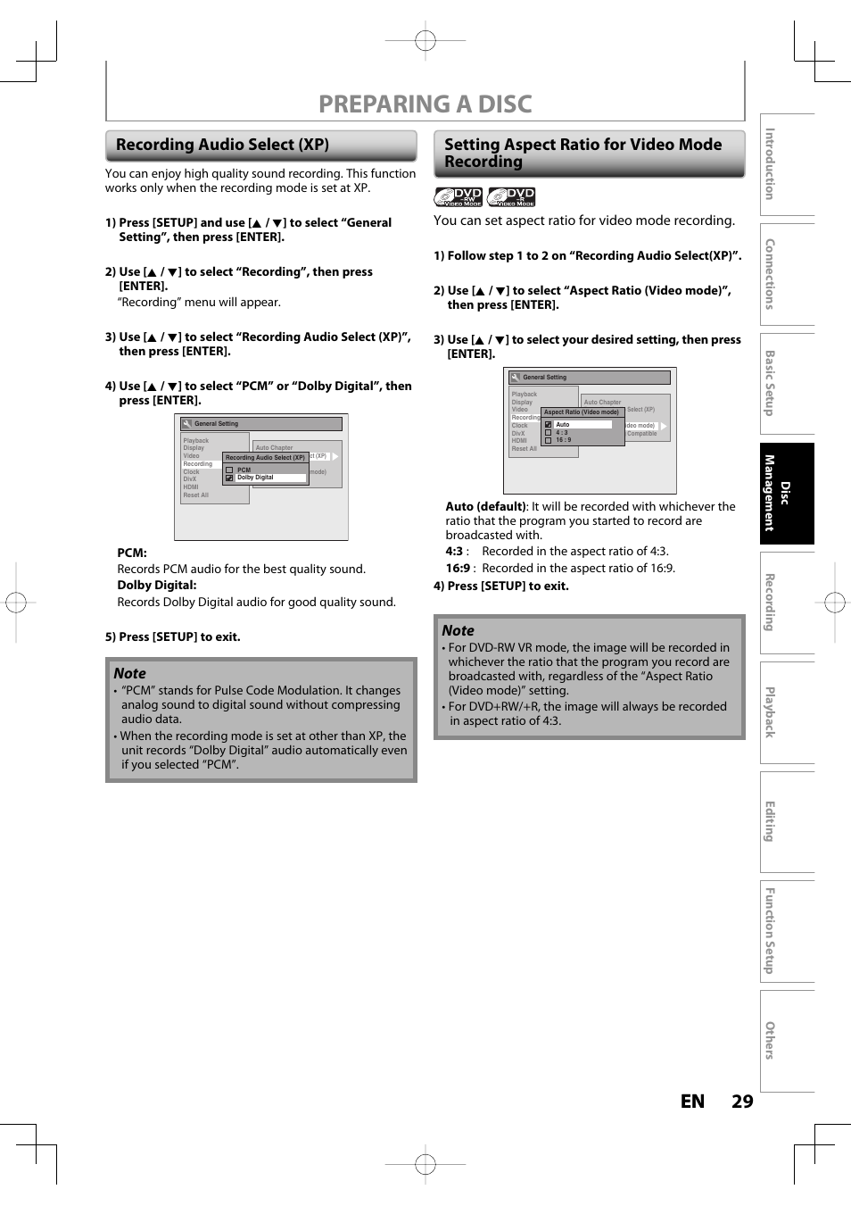 Preparing a disc, 29 en 29 en | Toshiba D-R400 User Manual | Page 29 / 103