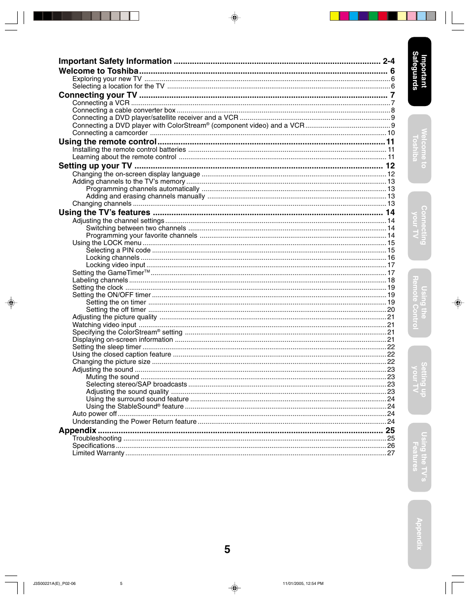 Toshiba 14AF45C User Manual | Page 5 / 28